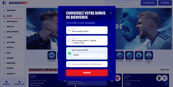 bonus bankonbet grâce au code promo