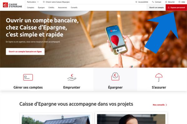 accès à l'espace personnel de la caisse d'épargne