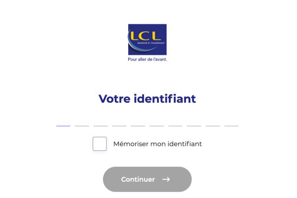 écran de connexion pour se connecter au compte lcl client 